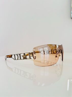 RARE 💫 Vintage Dior rimless Swarovski sunglasses in gold shade